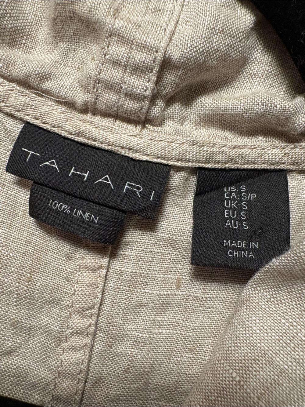 Tahari Beige 100% Linen Sleeveless Swim Coverup or Casual Swing Vest - Picture 5 of 5